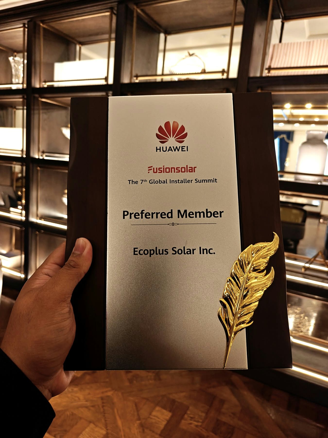Ecoplus Solar Inc. Recognized as a Huawei FusionSolar Preferred Installer at the 7th Global Installer Summit